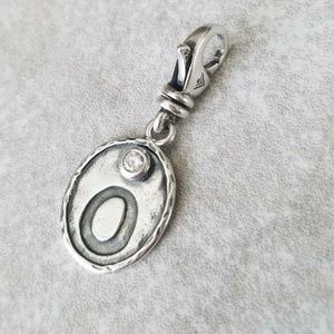 SILPADA~INITIAL "O" CHARM CZ Sterling Silver C2515